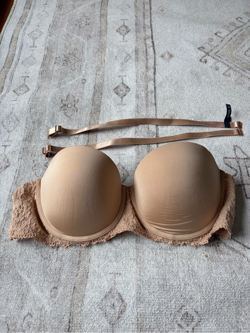 aerie Strapless Lace-Trim T-Shirt Bra in Nude